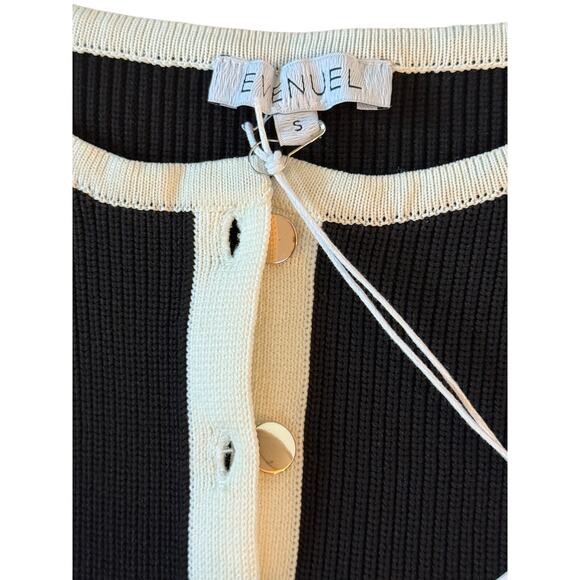 (S) NWT Meshki /Evenuel Sawyer Contrast Button Ribbed Maxi Dress Black/White - Picture 9 of 12